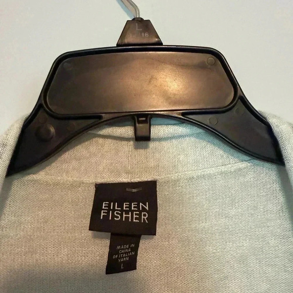 Eileen Fisher Open Linen/Silk Womens Cardigan Size Large Light green - Picture 3 of 5